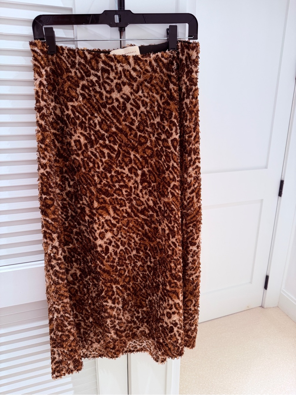 Loeffler Randall Leopard Faux Fur Midi Skirt - Brown